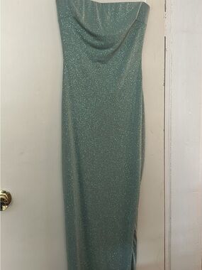Sparkle Mint Green Strapless Evening Dress